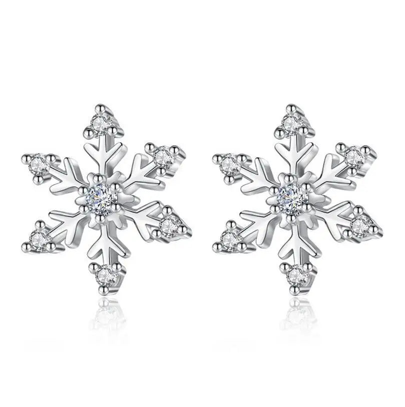 Sterling Silver Snowflake Stud Earrings–Timeless Winter Elegance