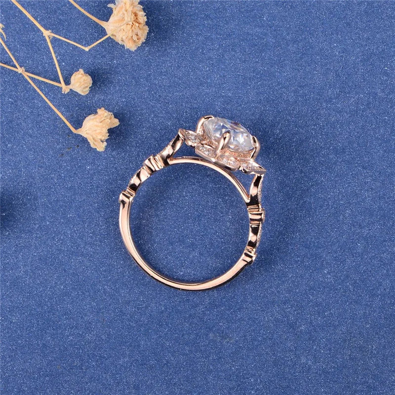 14K rose gold engagement ring - Moissanite