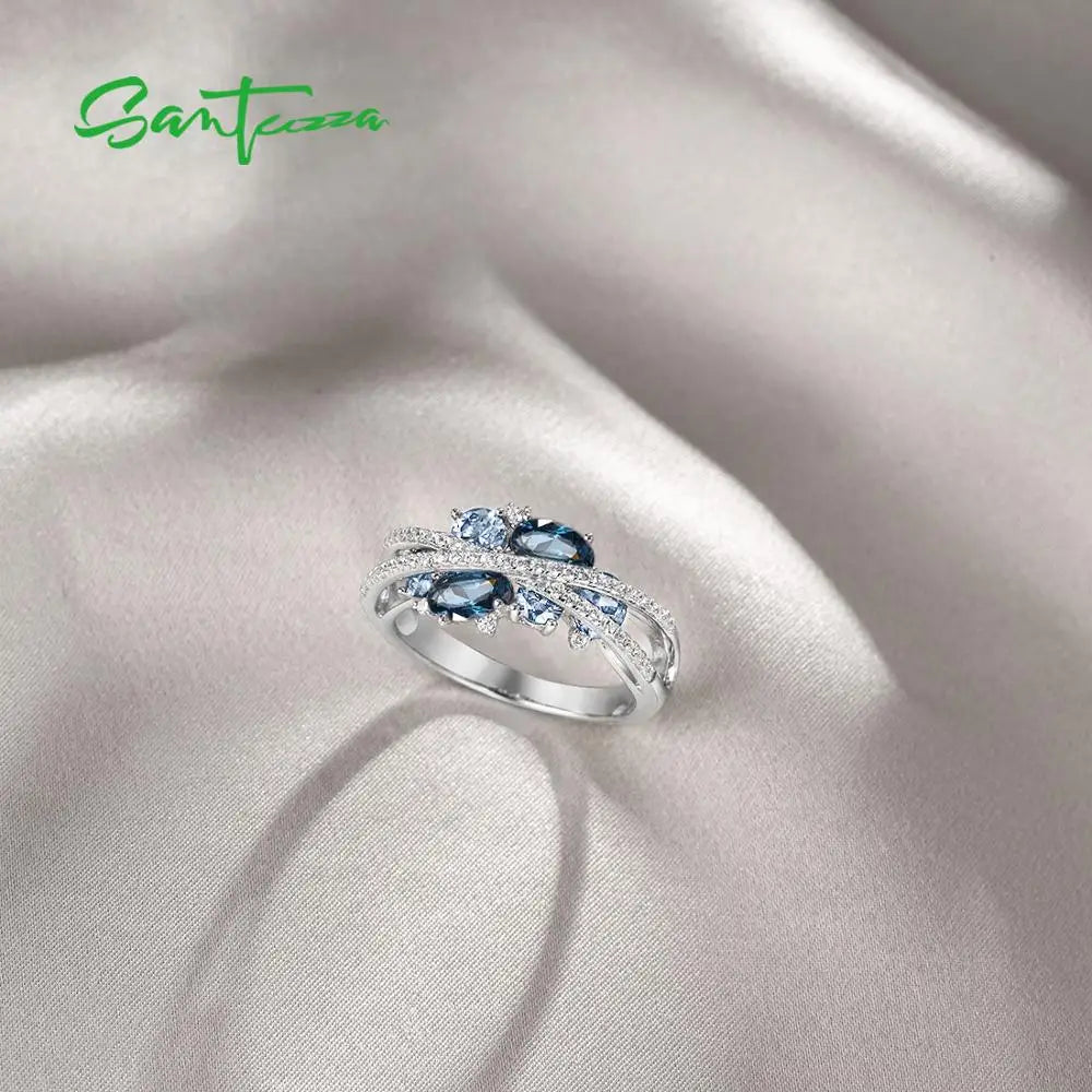 Blue Spinel Ring – Sparkling Gemstone Ring with Zircon Accents - S925.