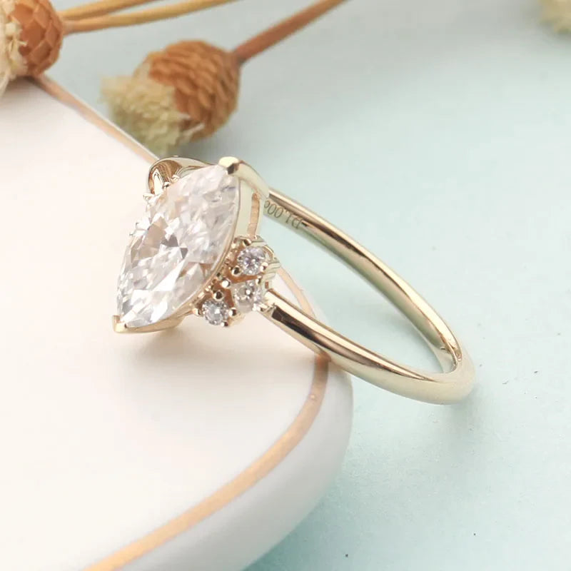 14K Rose Gold Marquise Cut Moissanite Engagement Ring