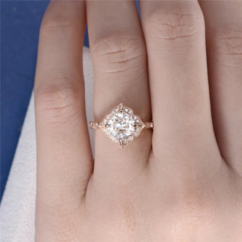 14K rose gold engagement ring - Moissanite