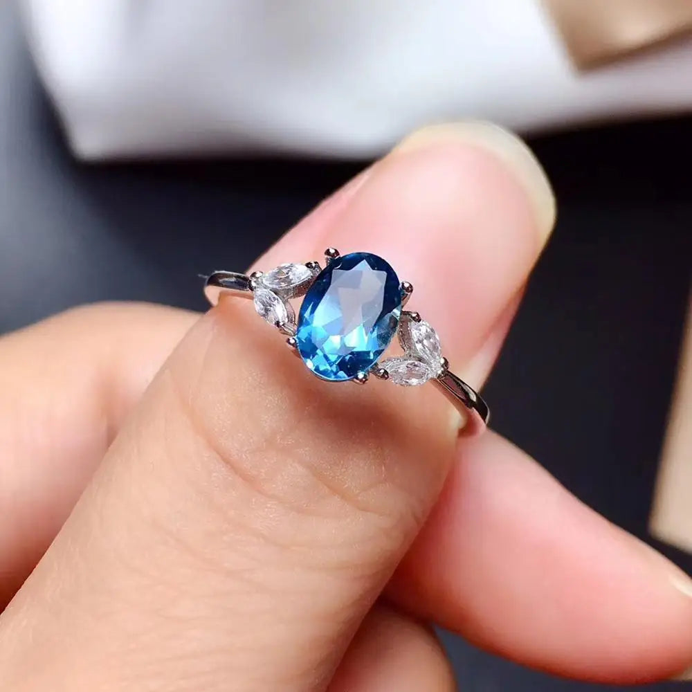 S925 Natural Topaz Ring