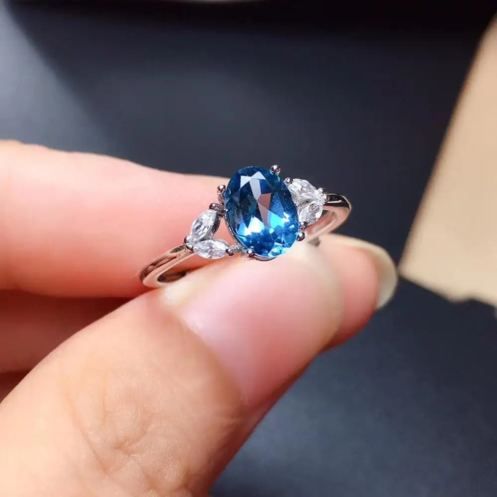 S925 Natural Topaz Ring