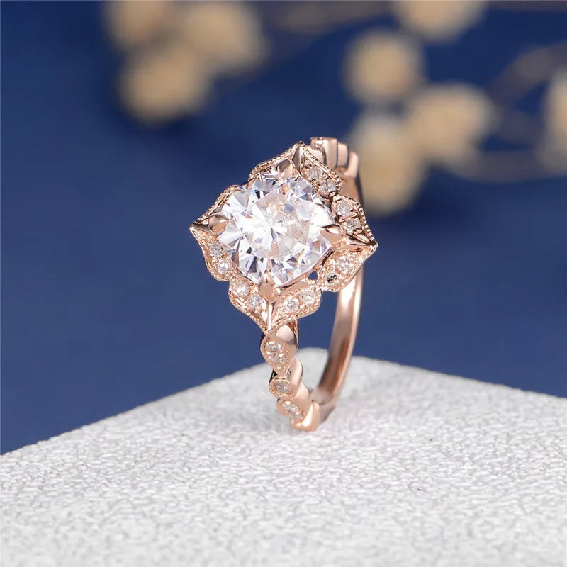 14K rose gold engagement ring - Moissanite