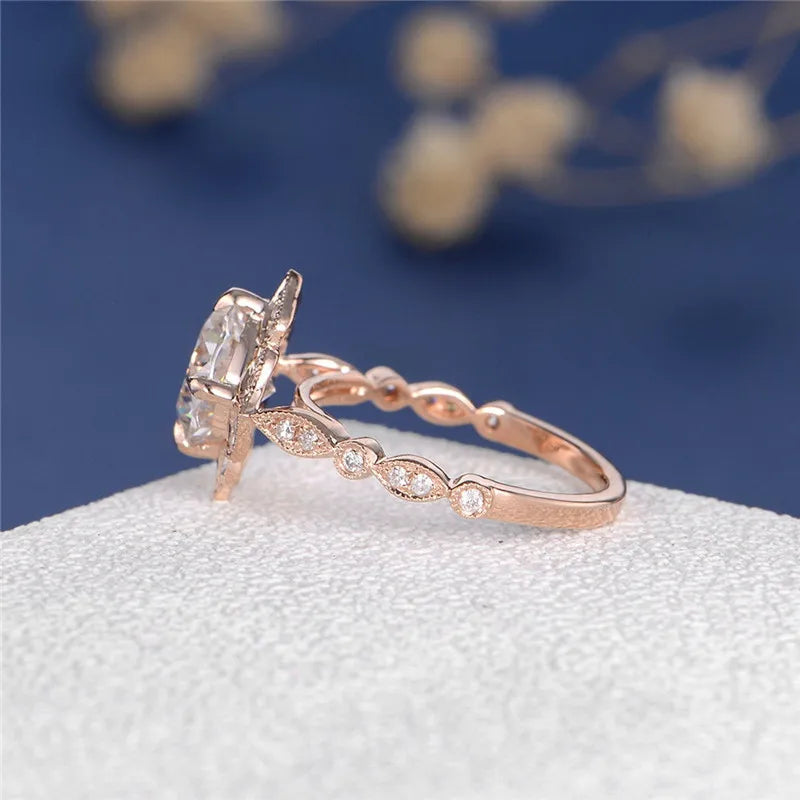 14K rose gold engagement ring - Moissanite