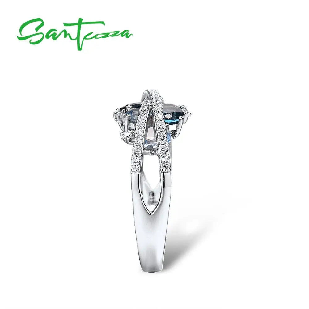 Blue Spinel Ring – Sparkling Gemstone Ring with Zircon Accents - S925.