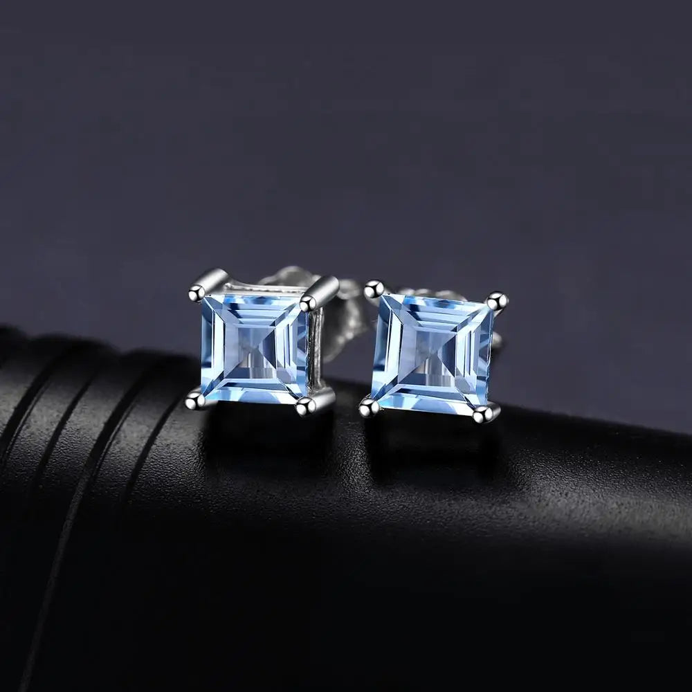 Birthstone-Square-Cut Stud Earrings