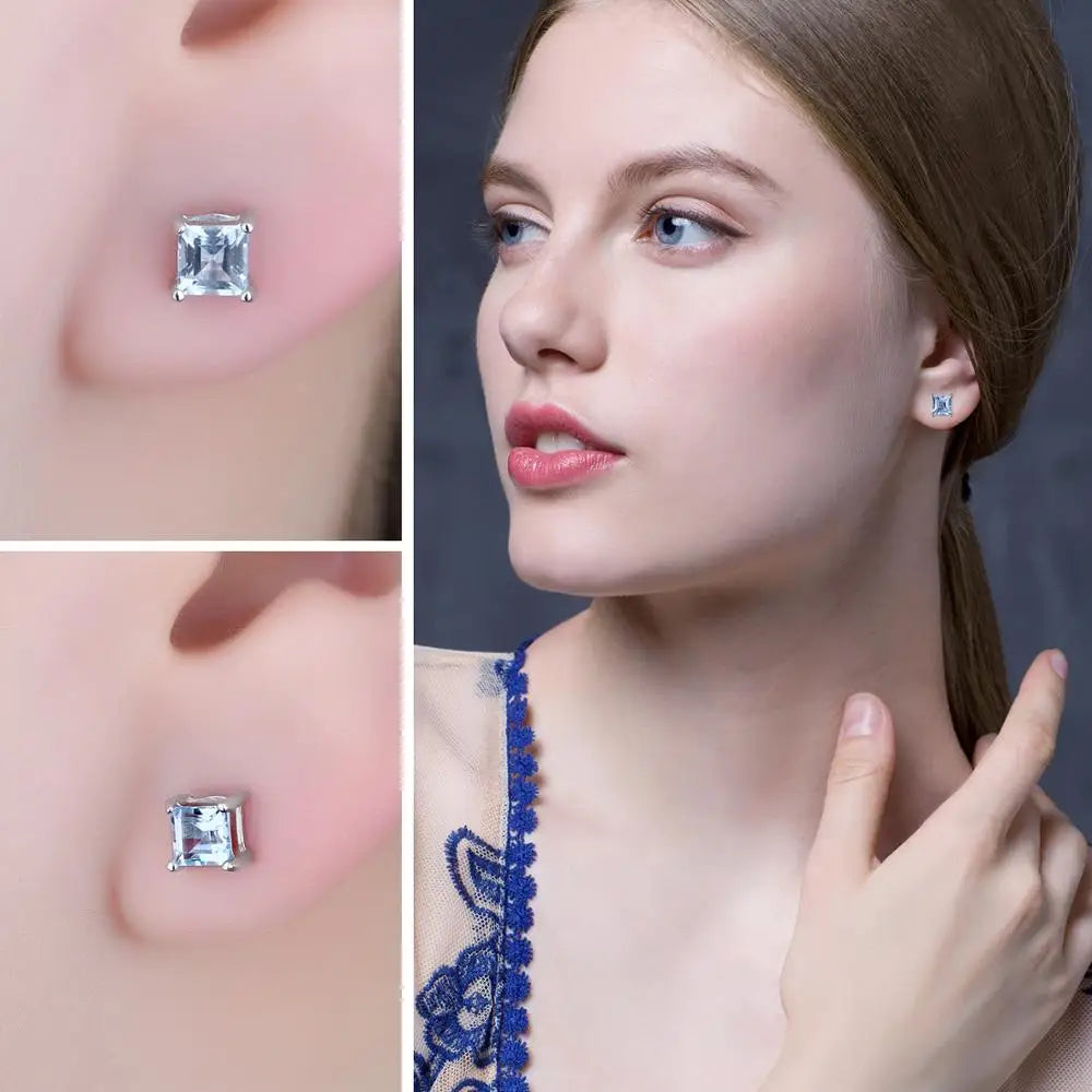 Birthstone-Square-Cut Stud Earrings