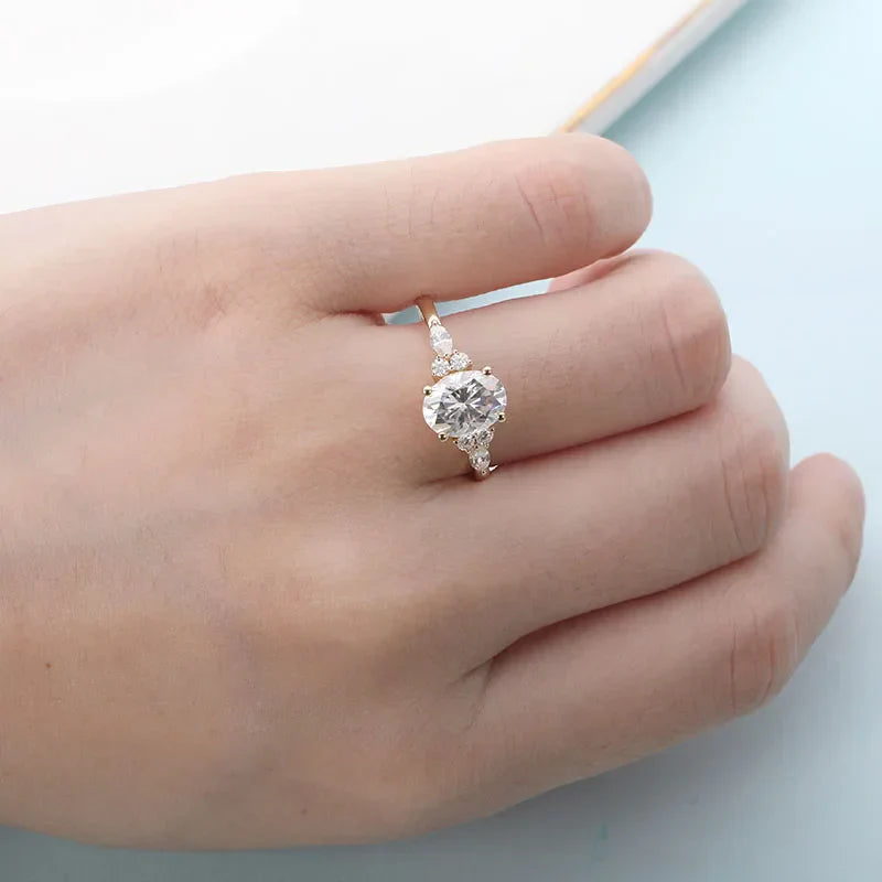 Moissanite engagement ring - 14K YellowRose gold