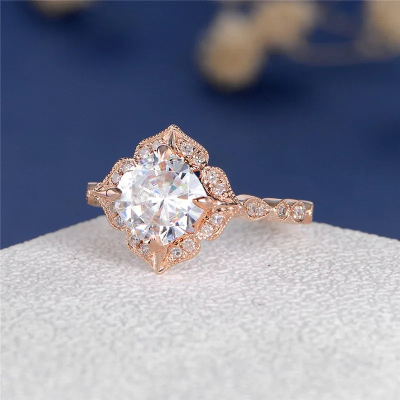 14K rose gold engagement ring - Moissanite