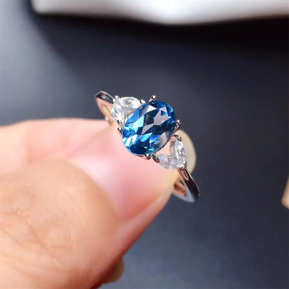 S925 Natural Topaz Ring