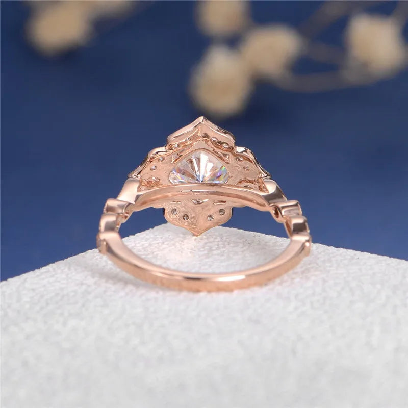 14K rose gold engagement ring - Moissanite