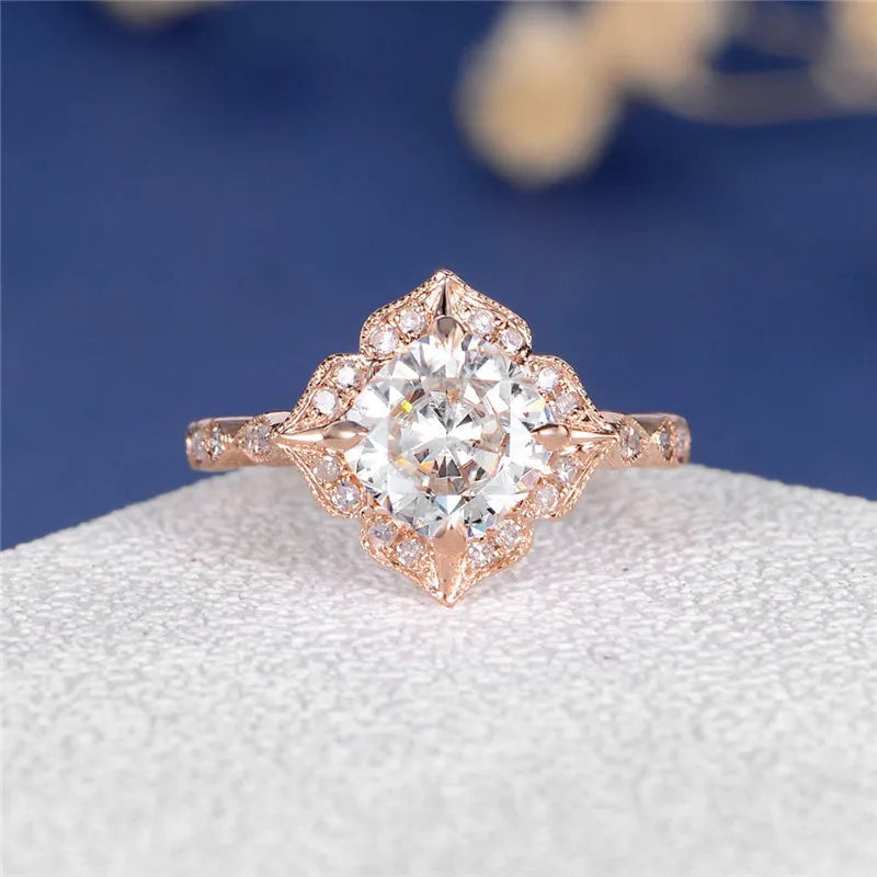 14K rose gold engagement ring - Moissanite