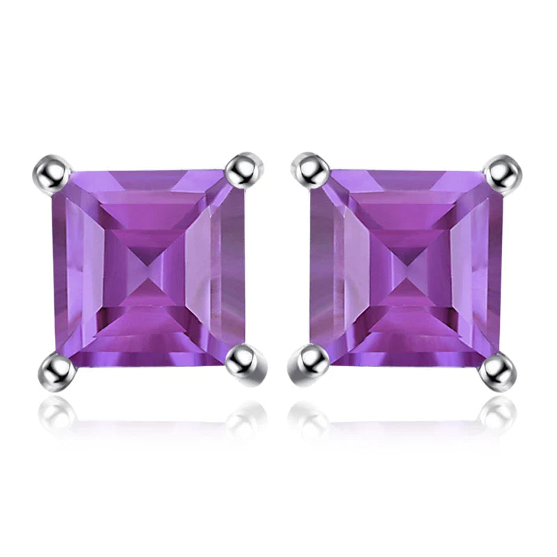 Birthstone-Square-Cut Stud Earrings