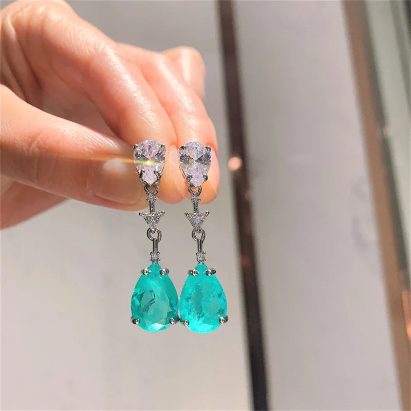 Paraiba-Colored Lab Gemstone Jewelry Set