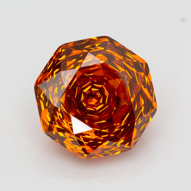 Orange Octagon Rose-Cut - Cubic Zirconia