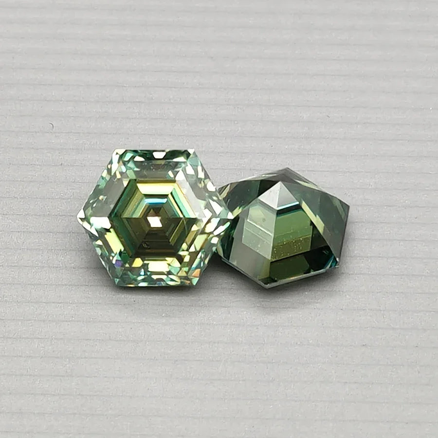 Hex Cut - Green Moissanite