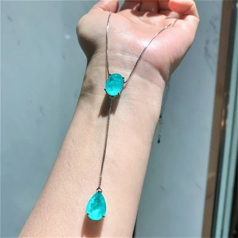 Paraiba-Colored Lab Gemstone Jewelry Set