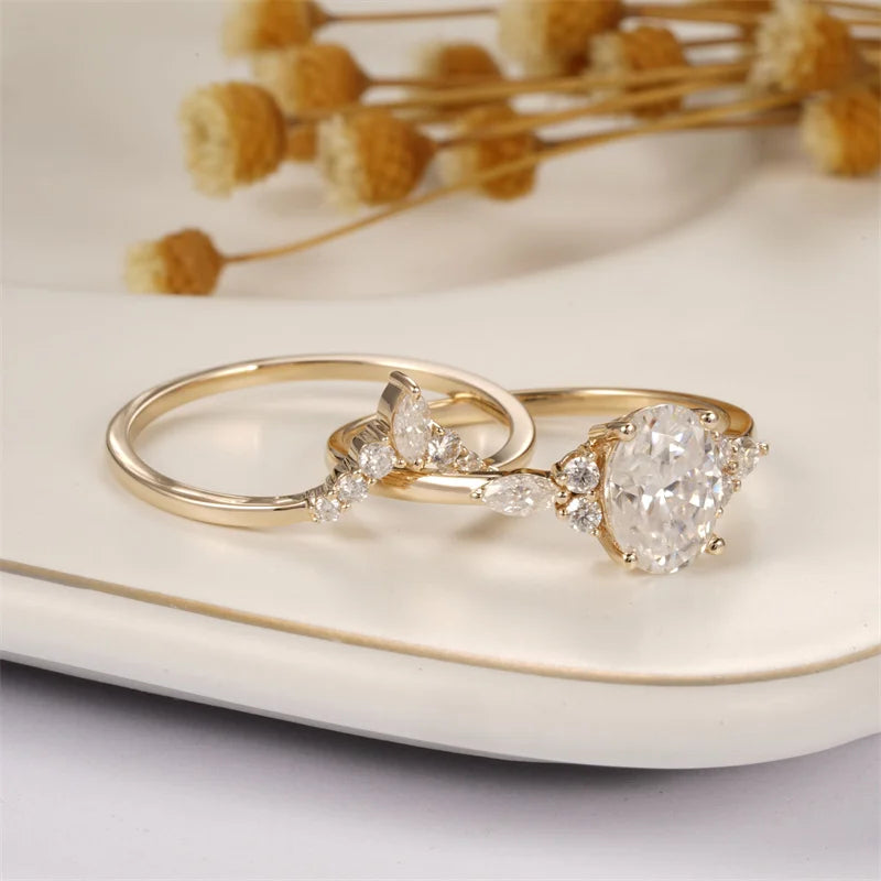 Moissanite engagement ring - 14K YellowRose gold