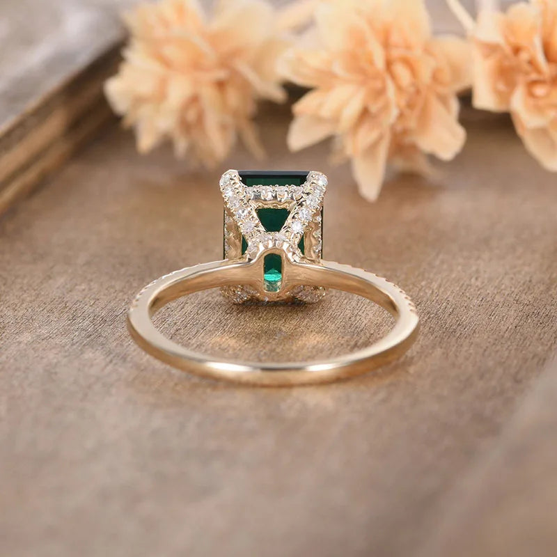 Emerald-Cut Lab Emerald Engagement Ring