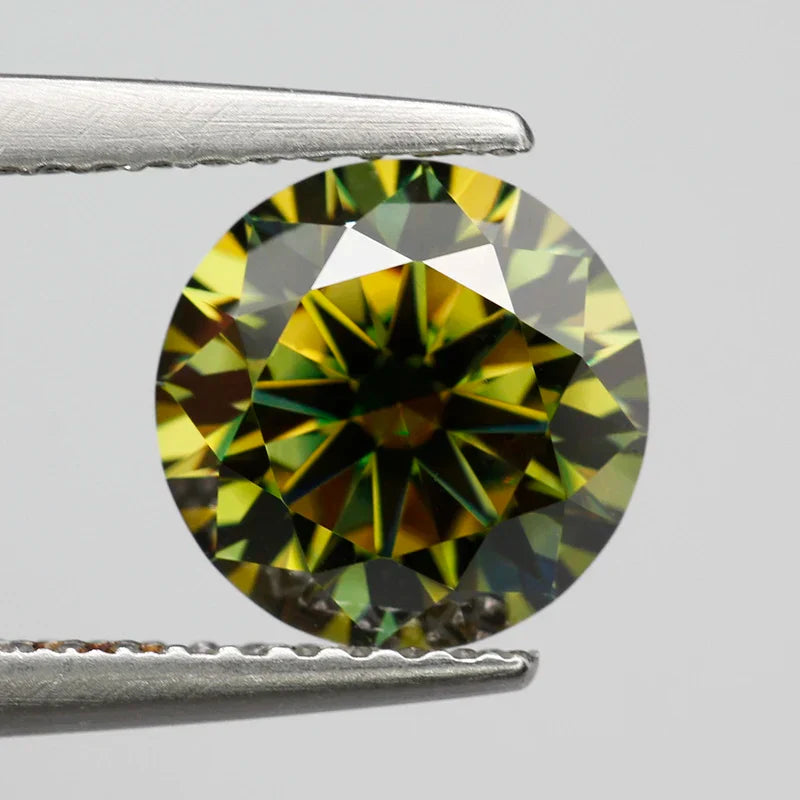 Olive Moissanite Brilliant-Cut