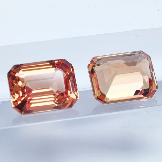 Emerald-Cut Sapphire-Orange-Lab grown