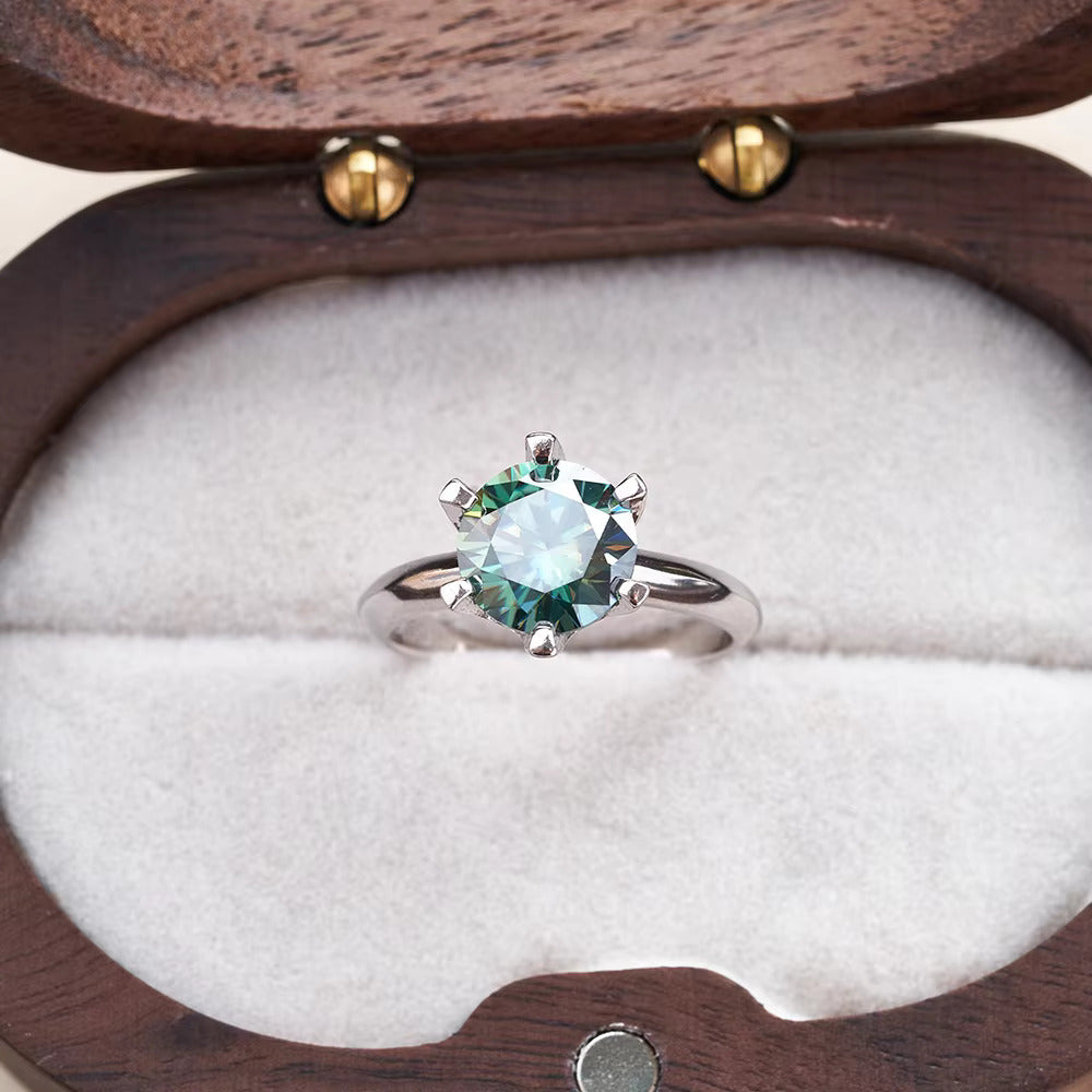 Green moissanite - Silver ring