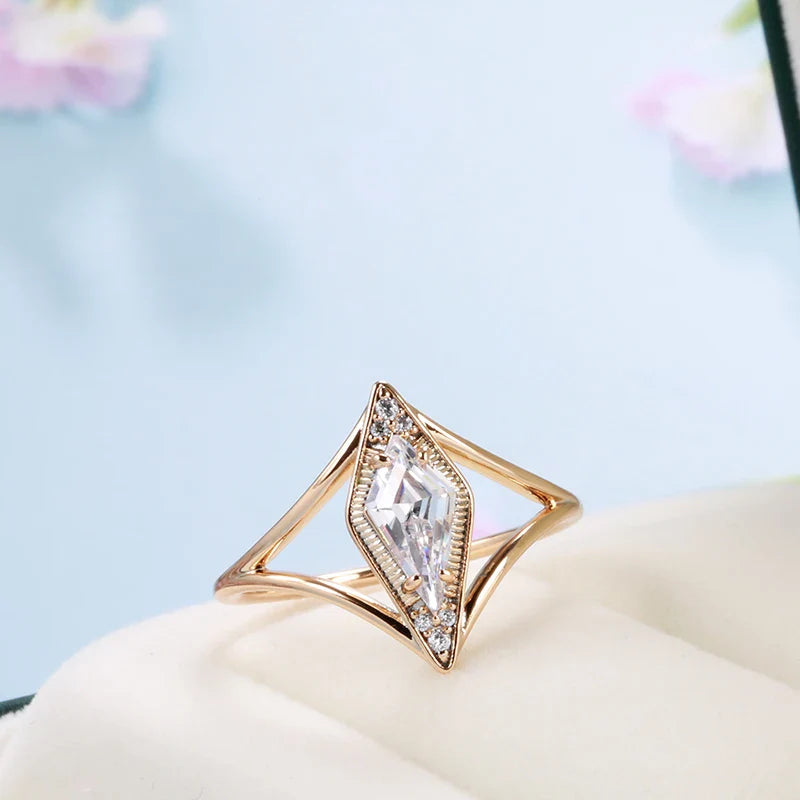 Minimalist Kite-Shaped CZ Ring