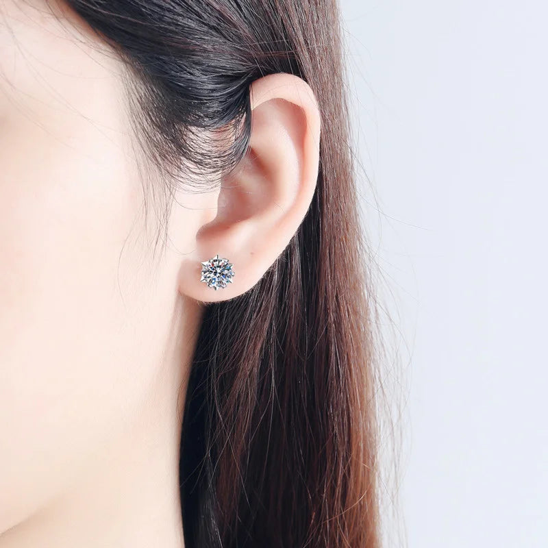 Sterling Silver Snowflake Stud Earrings