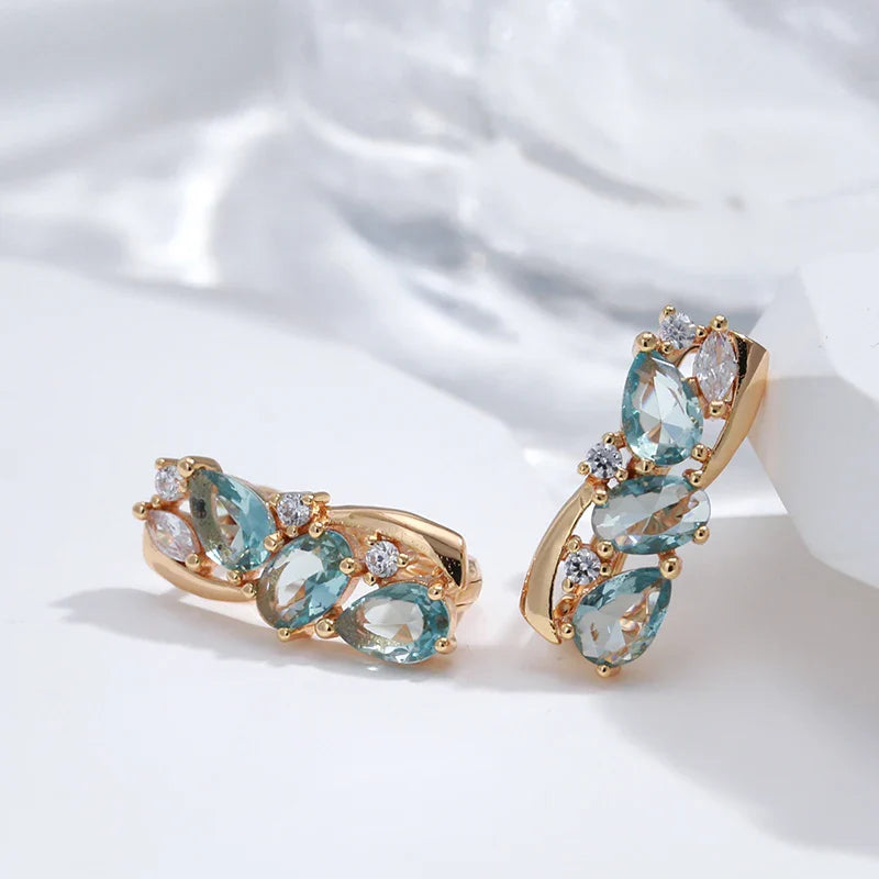 Blue Zirconia Gold plated Earrings