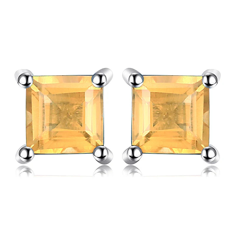 Birthstone-Square-Cut Stud Earrings