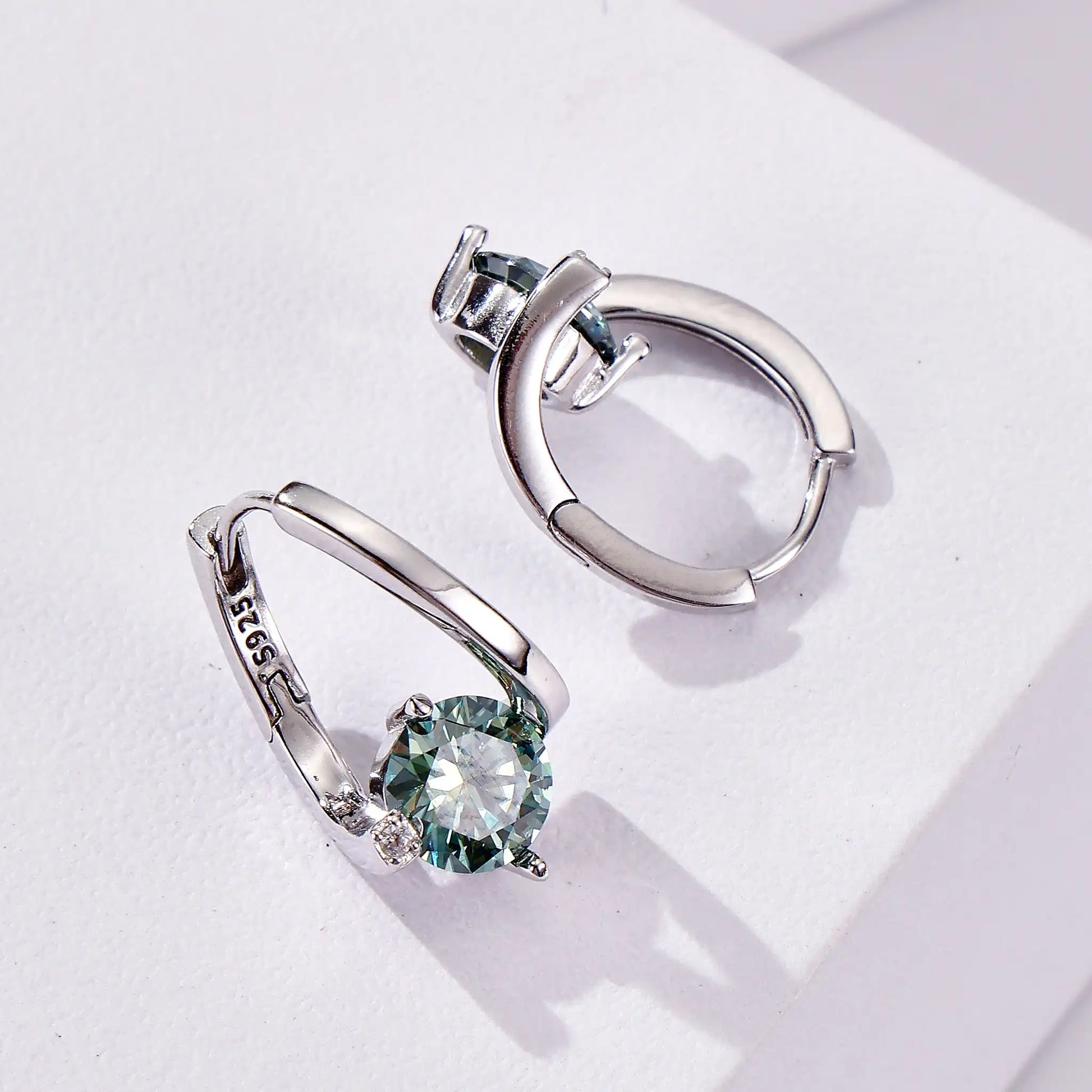 Moissanite & Silver Drop Earrings