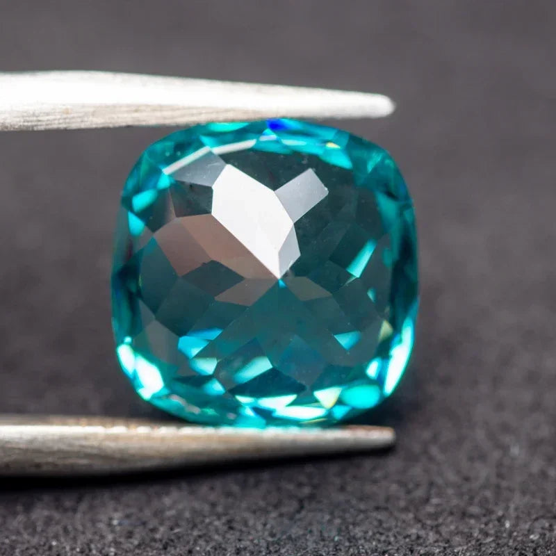 Paraiba - Square Cushion Cut -Lab-Grown