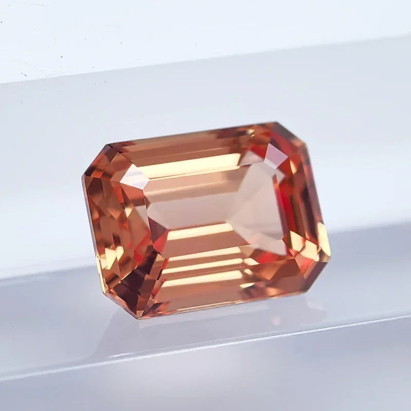 Emerald-Cut Sapphire-Orange-Lab grown