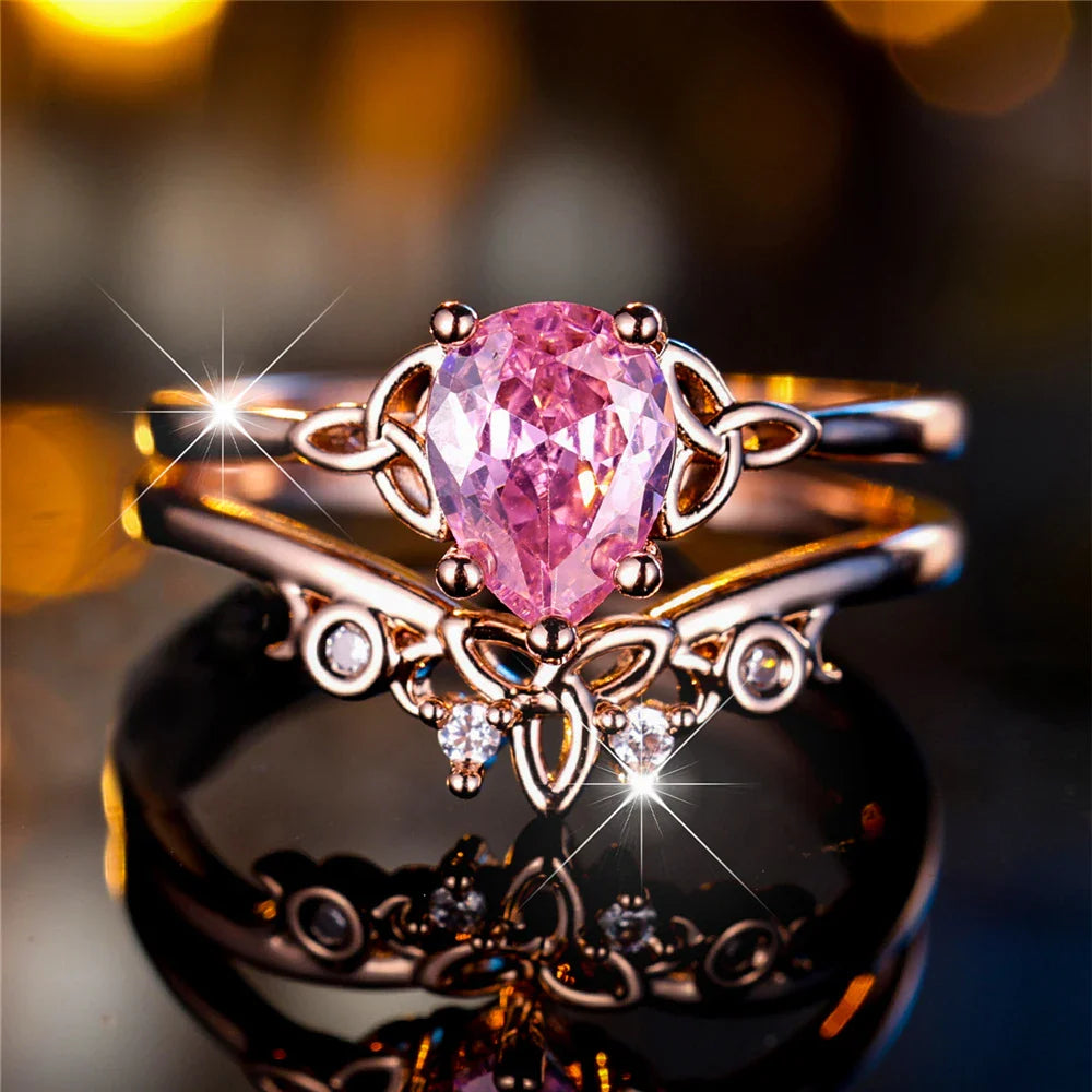 Pink Zirconia Ring Set