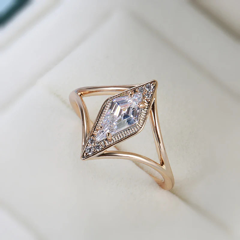 Minimalist Kite-Shaped CZ Ring