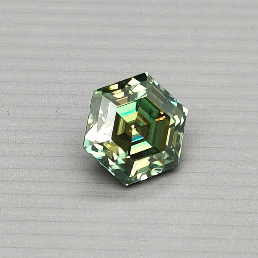 Hex Cut - Green Moissanite