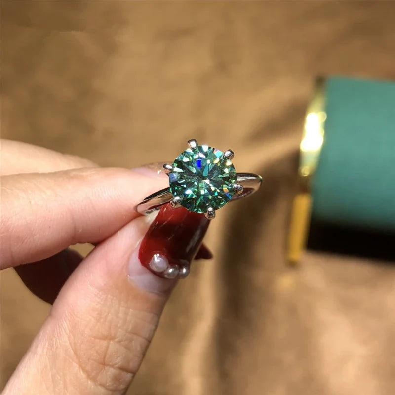 Green moissanite - Silver ring