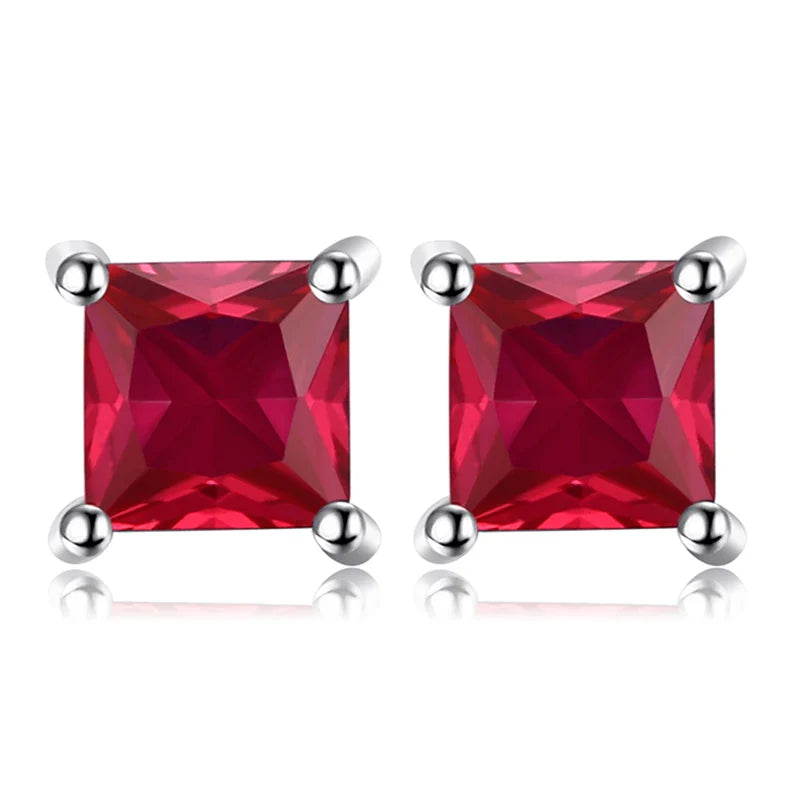 Birthstone-Square-Cut Stud Earrings