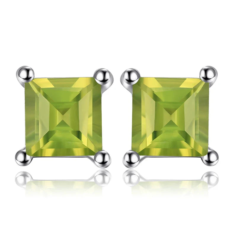 Birthstone-Square-Cut Stud Earrings