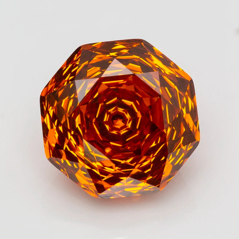 Orange Octagon Rose-Cut - Cubic Zirconia