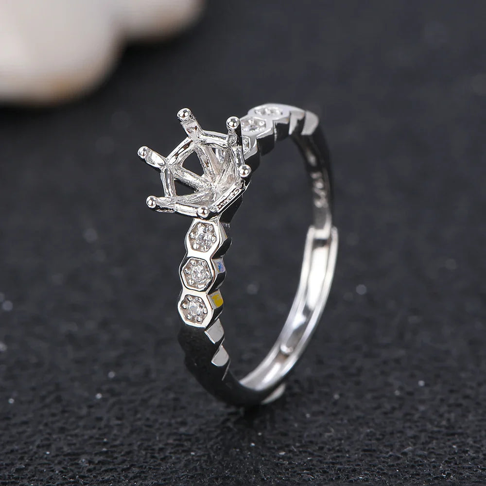 5-9mm Size Honeycomb Style Ring Setting S925