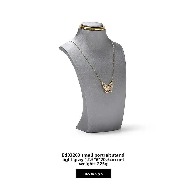 Luxury PU Leather Necklace Display Bust Jewelry Stand