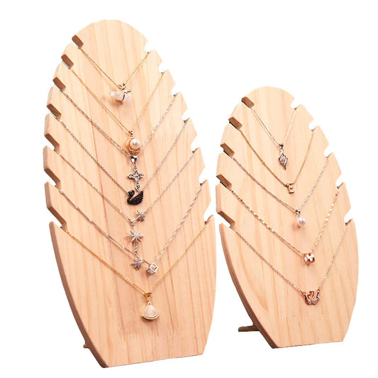 Shaped Necklace Display Stand Wooden Flame