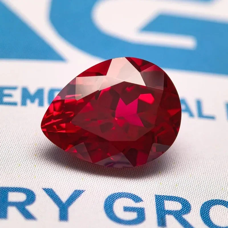 Pigeon Blood Red Ruby Pear cut Lab Grown