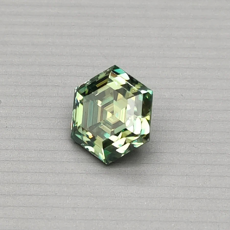 Hex Cut - Green Moissanite