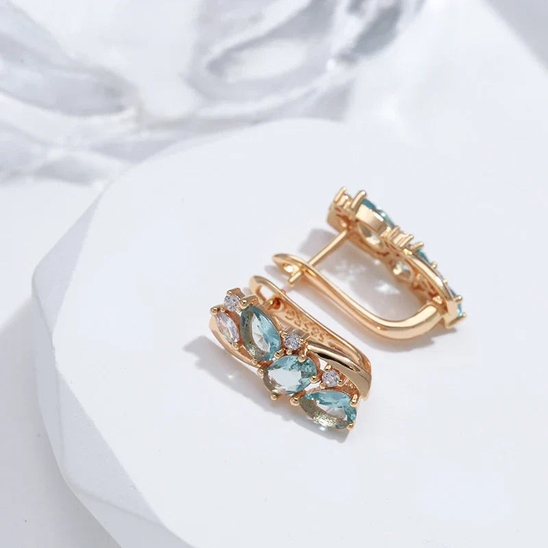 Blue Zirconia Gold plated Earrings