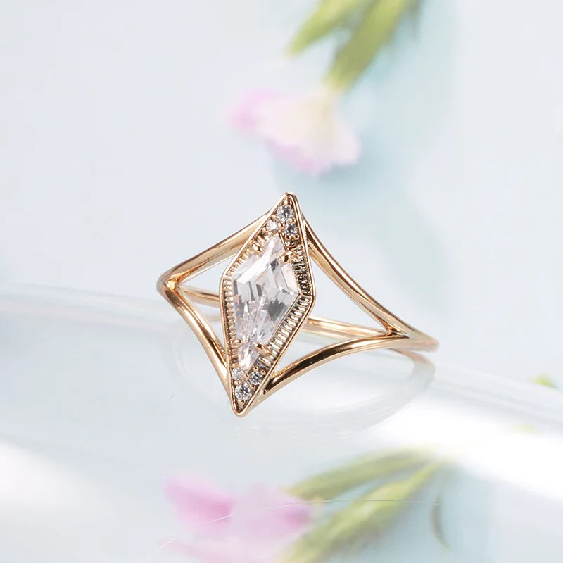 Minimalist Kite-Shaped CZ Ring