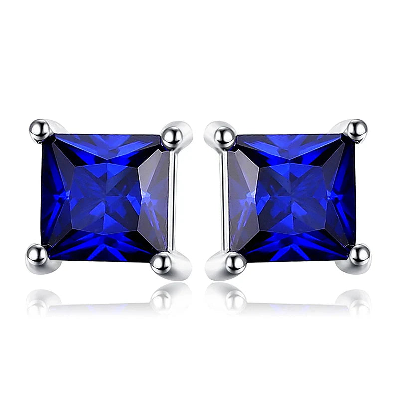 Birthstone-Square-Cut Stud Earrings