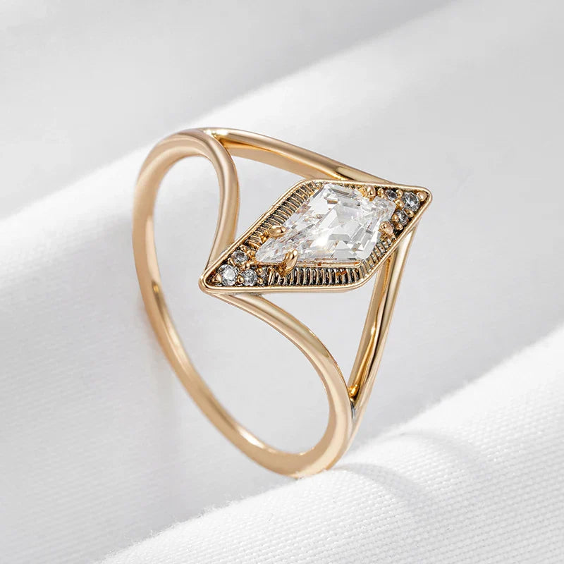 Minimalist Kite-Shaped CZ Ring